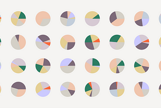 This is an illustration that shows rows of pie charts