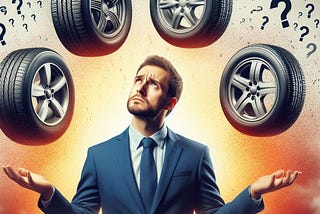 A man wondering between the different tire brands.