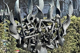Menorrah in flames. Holocause Memorial