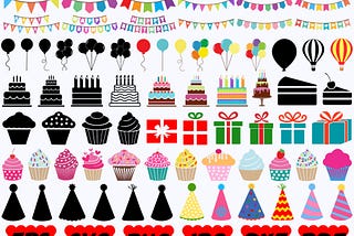 78 Happy Birthday SVG | Birthday SVG | Birthday Cut File | Birthday Silhouette | Clipart | Birthday Cake SVG| Balloons Svg| Bunting Birthday