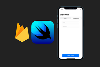 Firebase and SwiftUI logo with an iPhone login page