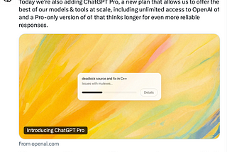 @OpenAI Announces the very expensive $200 per month ChatGPT Pro, putting it out of reach for many small businesses. Most small businesses.