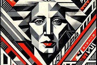 AI Generated Russian Constructivist style portrait of Margaret Atwood.