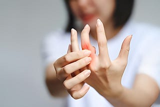 An area of pain due to Rheumatoid Arthritis