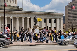 Coronavirus protests at the Ohio Statehouse in Columbus, April 18, 2020.