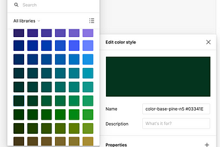 Image showing how to map existing color styles to color variables by selecting the variable from the library