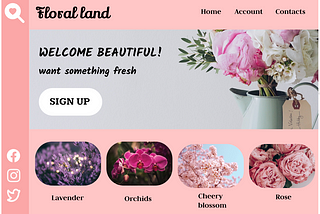 UI landing page for the flowers website