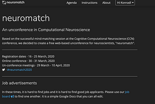 The neuromatch homepage