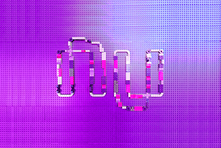 Nubank logo made out of lego bricks on a purple background
