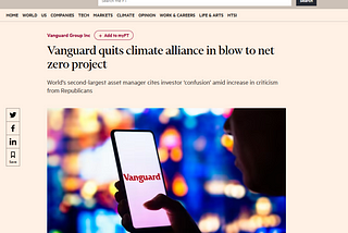 Vanguard defects from climate targets — key takeaways