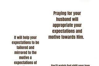 Prayer point: God interchange my expectation in my spouse to Hope in You.