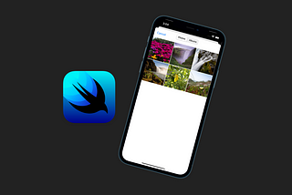 SwiftUI logo with an iPhone opening the photo library