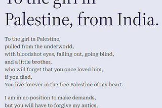 To the girl in Palestine, fro