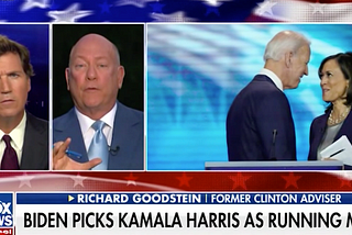 Tucker Carlson dismissing guest on Fox News when corrected on how to correctly pronounce Kamala Harris’ name. August 12, 2020