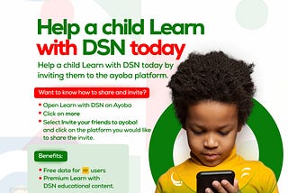 HELP A CHILD LEARN WITH DSN ON AYOBA