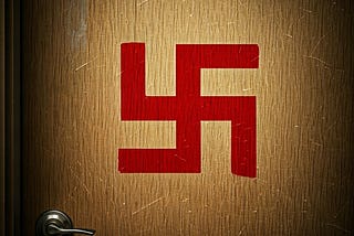 AI-Generated image of a swastika painted on a dorm room door on campus
