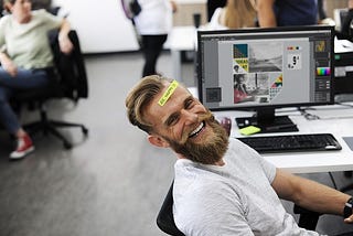 Happiness Man with beard smiling