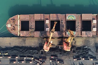 Coal on a cargo ship at a port in Jiangsu Province, China