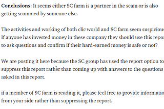 SC Farm’s Updated and Last answers to 
Chitranjan Baghi