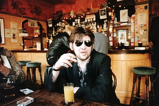 Shane MacGowan in Filthy McNasty’s pub, N. London.