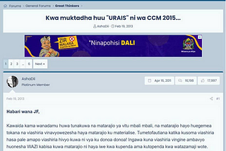 In this context, “The Presidency” belongs to CCM in 2015…