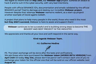 ¿Websser under attack from Binance?