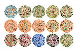 Image of circles with numbers to note the classical Color Vision Deficiency test