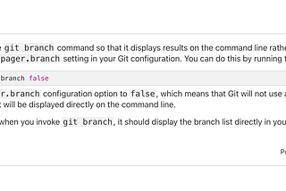 Git Branch Command Looks like VIM or NANO Git Config Pager false — Less or More [FIXED]