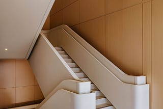 A staircase in Apple Park.