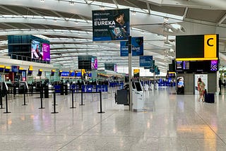 Photo of Heathrow Terminal 5 completely deserted.