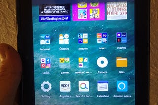 The authors actual Fire 8 HD tablet after installing all APK files and re-starting