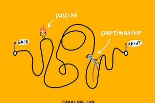 A drawing of the journey from “good” to “great” and how craftsmanship outlasts passion
