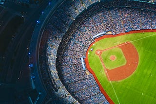 Arial shot of full baseball field stadium