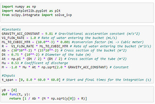 Theoretical modelling of a leaky bucket in Python