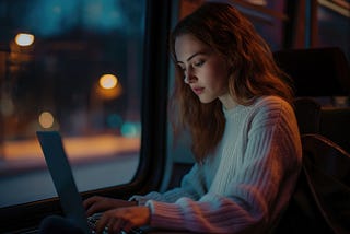 Young woman typing on laptop