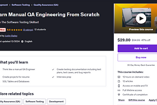 Master Manual QA Engineering & Kickstart Your Tech Career-Udemy