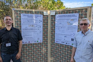 Prof. Andreas Both and Aleksandr Perevalov during the poster session at ESWC 2022