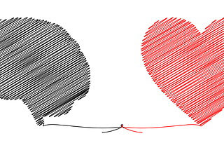 An illustration of a brain linked with a heart via a string.