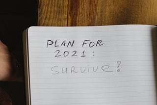 Note about surviving 2021 written on a piece of paper