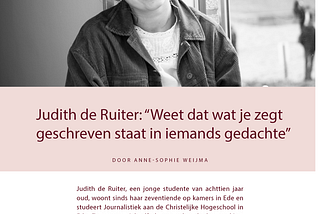 Portret Judith de Ruiter: “Weet dat wat je zegt