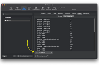 How to configure cursor traversal hotkeys into terminal app