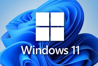 Windows 11 Logo with the default wallpaper in the background.