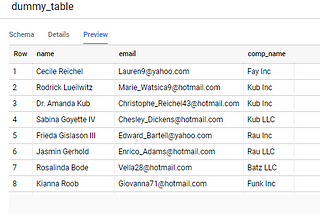 Generating dummy data in Bigquery