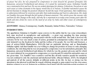CONTEMPORARY RELEVANCE OF GANDHI: A STUDY ON HIS IDEOLOGY WITH DIFFERENT PERSPECTIVE