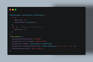 Day 22: Using container transform pattern to animate the appearance of a search box