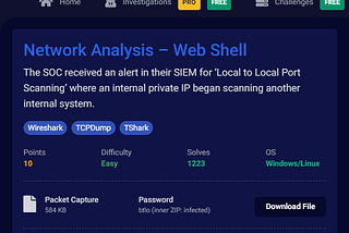 Blue Team Labs Online | Challenges | Network Analysis — Web Shell