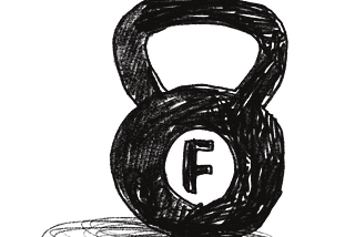 A weight with F on it for feedback
