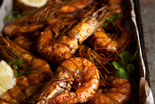 oven roasted peri-peri prawns