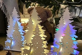 Christmas Ornament Xmas Festive Tree Deer Laser Cut Light Up Decoration CDR dxf svg PDF File