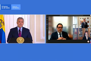 Participants speak at the virtual “Launch of Ethics of Artificial Intelligence in Colombia”